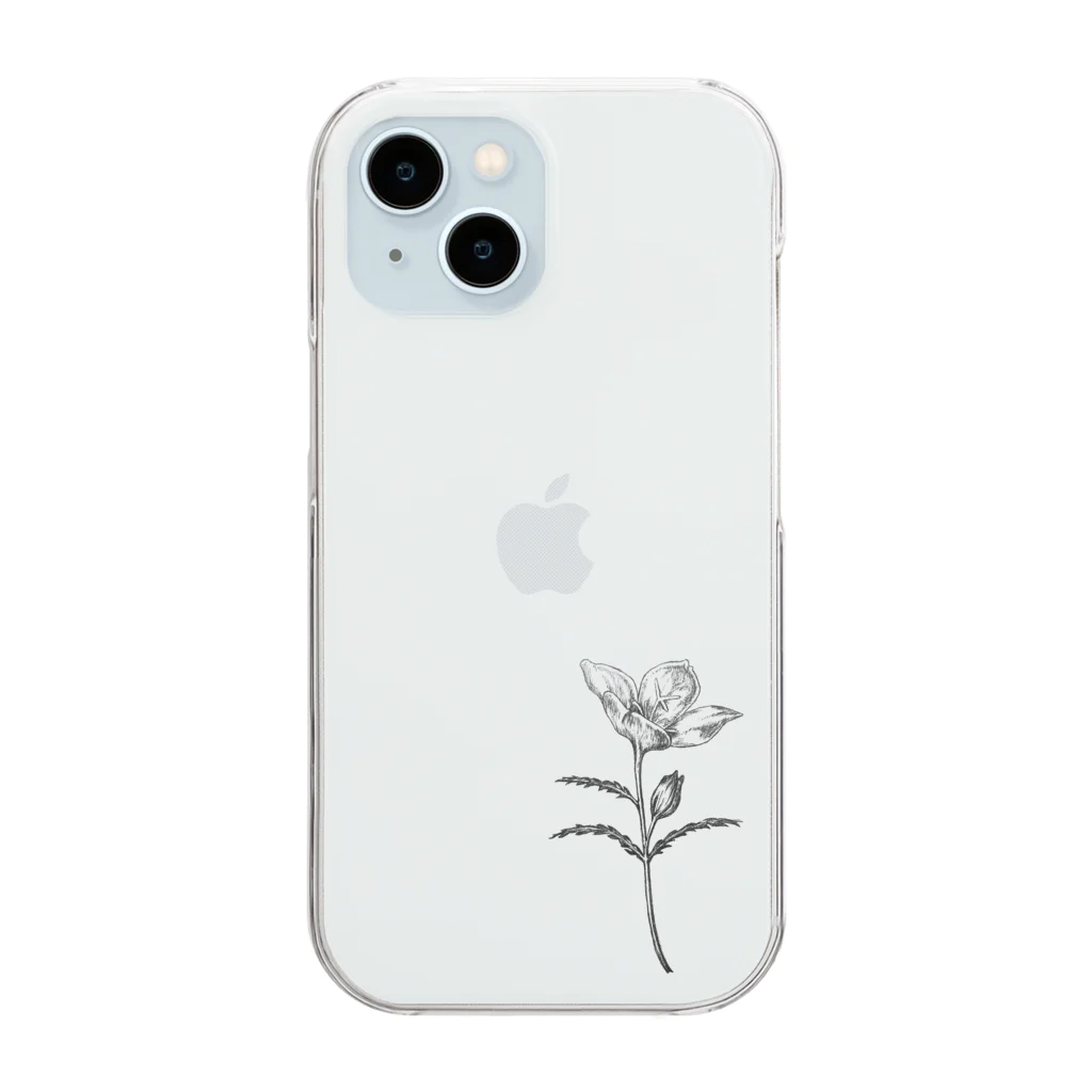 ペンで描く植物の詩のevening primrose  Clear Smartphone Case