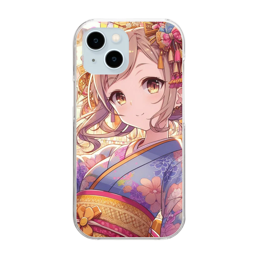 推しの美少女とアイドルのお祭りを楽しむ浴衣美少女 Clear Smartphone Case