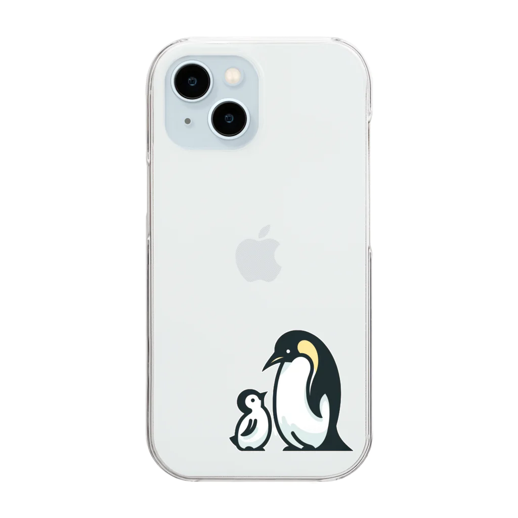 もふもふの森のペンギンのおやこ Clear Smartphone Case