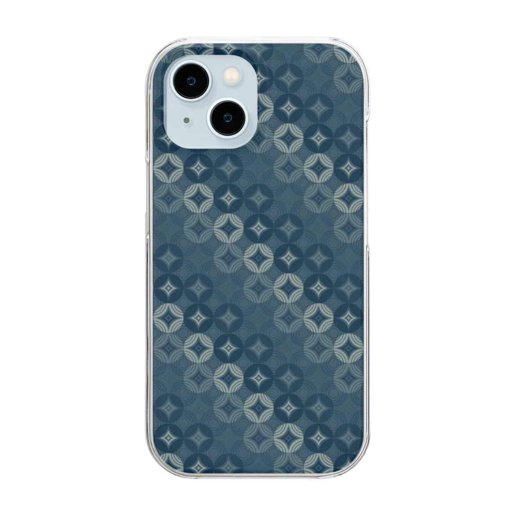 Pattern Bの【景星】紺色 / 七宝 Clear Smartphone Case