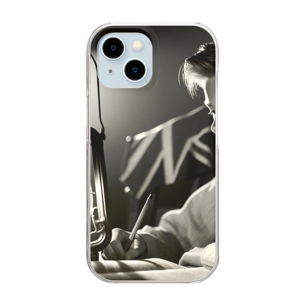 neko_inu_loveloveのstudy boy Clear Smartphone Case