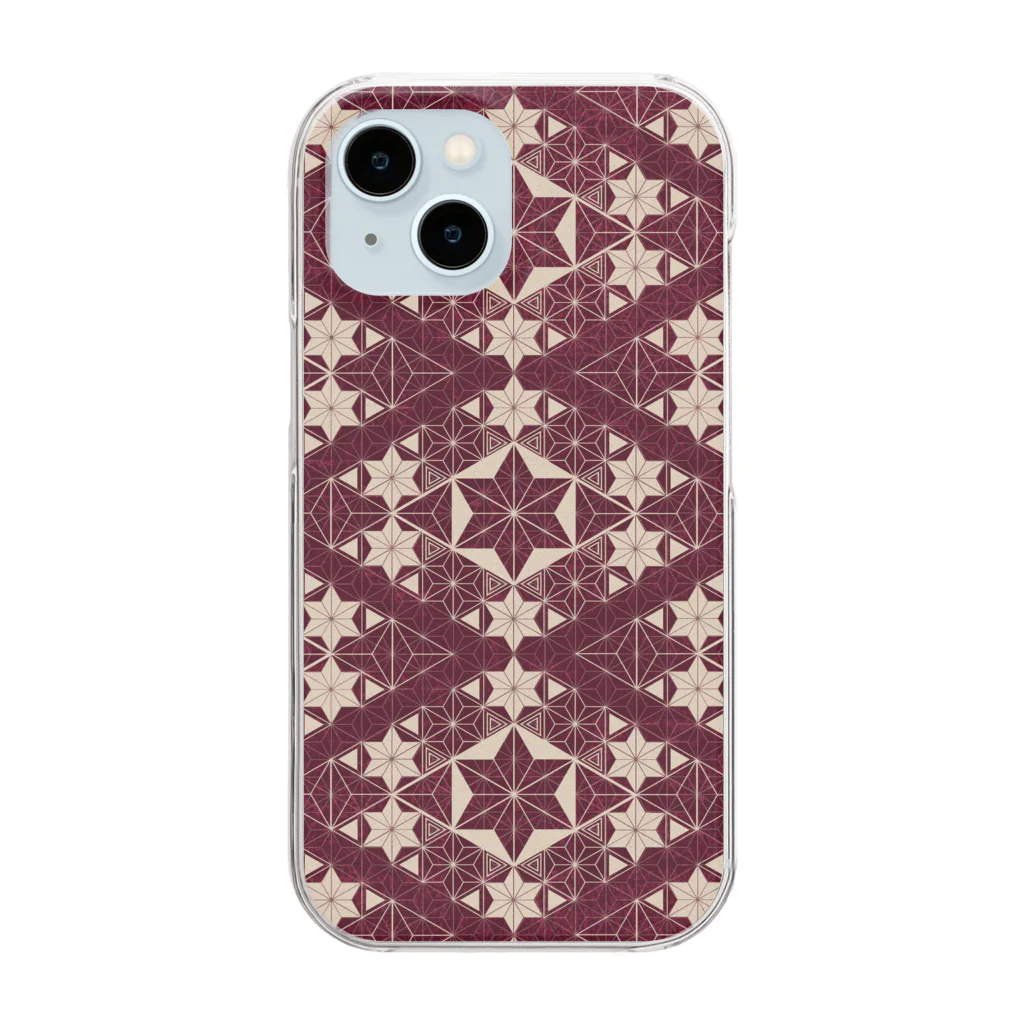 Pattern Bの【覚】紅色 / 麻の葉 Clear Smartphone Case