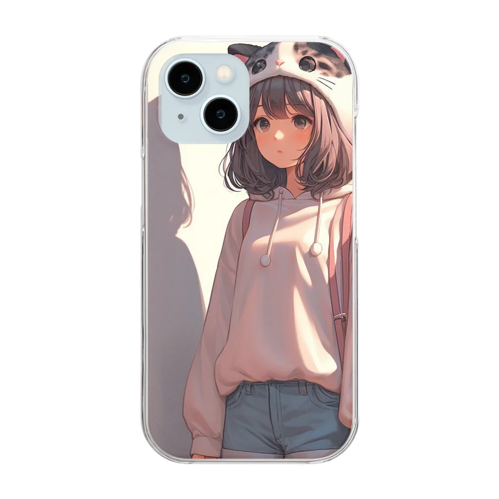 SaltyCookie Design Worksの猫パーカーの女の子(12) Clear Smartphone Case