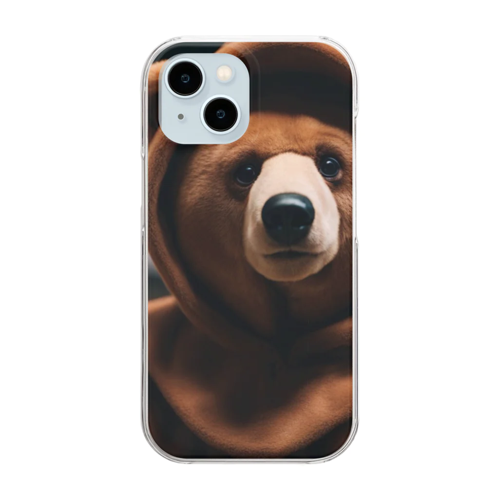 Cave Bearのフーディークマさん Clear Smartphone Case