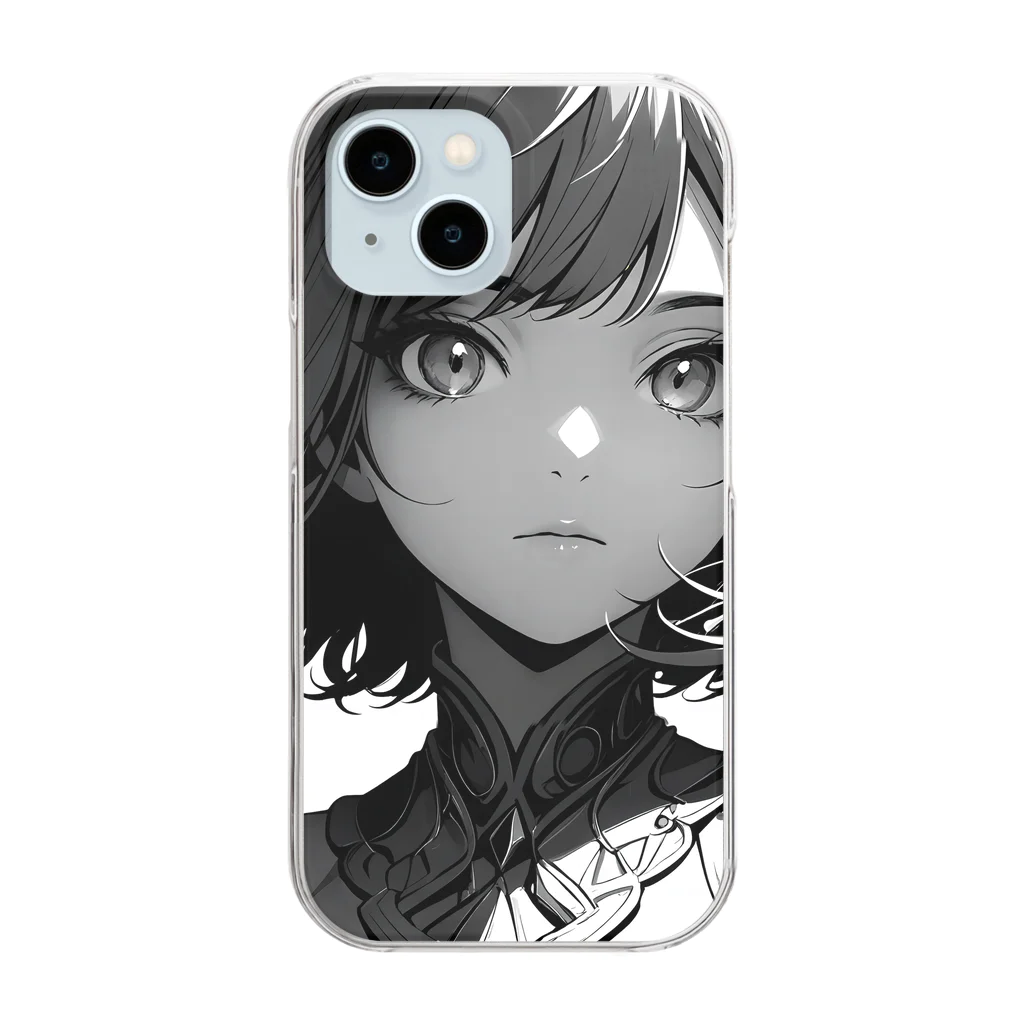 Relaxing Beatsのモノクロ美少女 Clear Smartphone Case