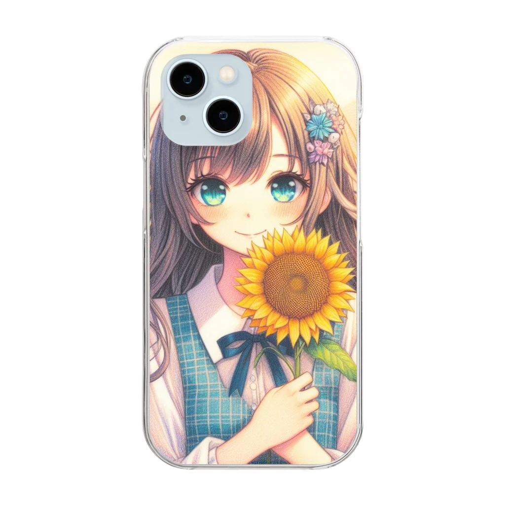 推しの美少女とアイドルの向日葵と笑顔が素敵な女の子 Clear Smartphone Case