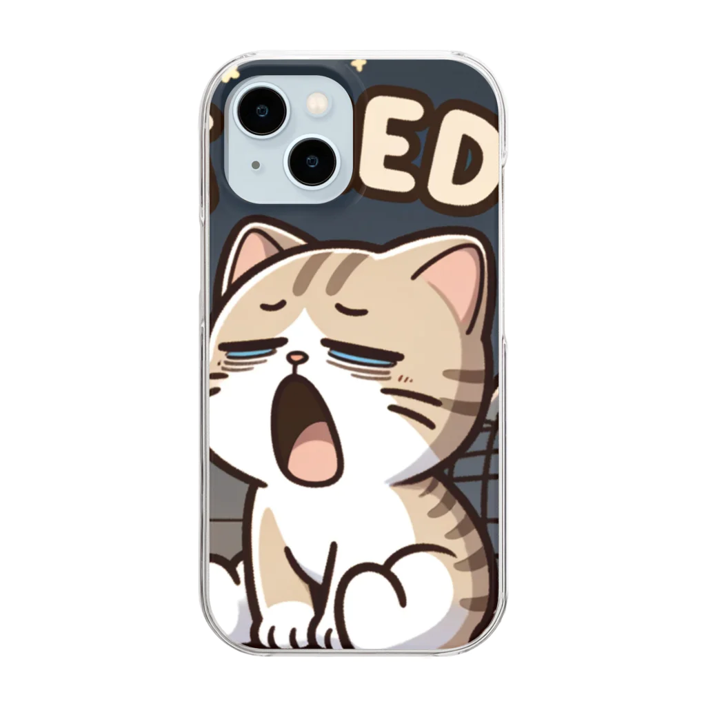 mimikkyu322のTired cat7 Clear Smartphone Case