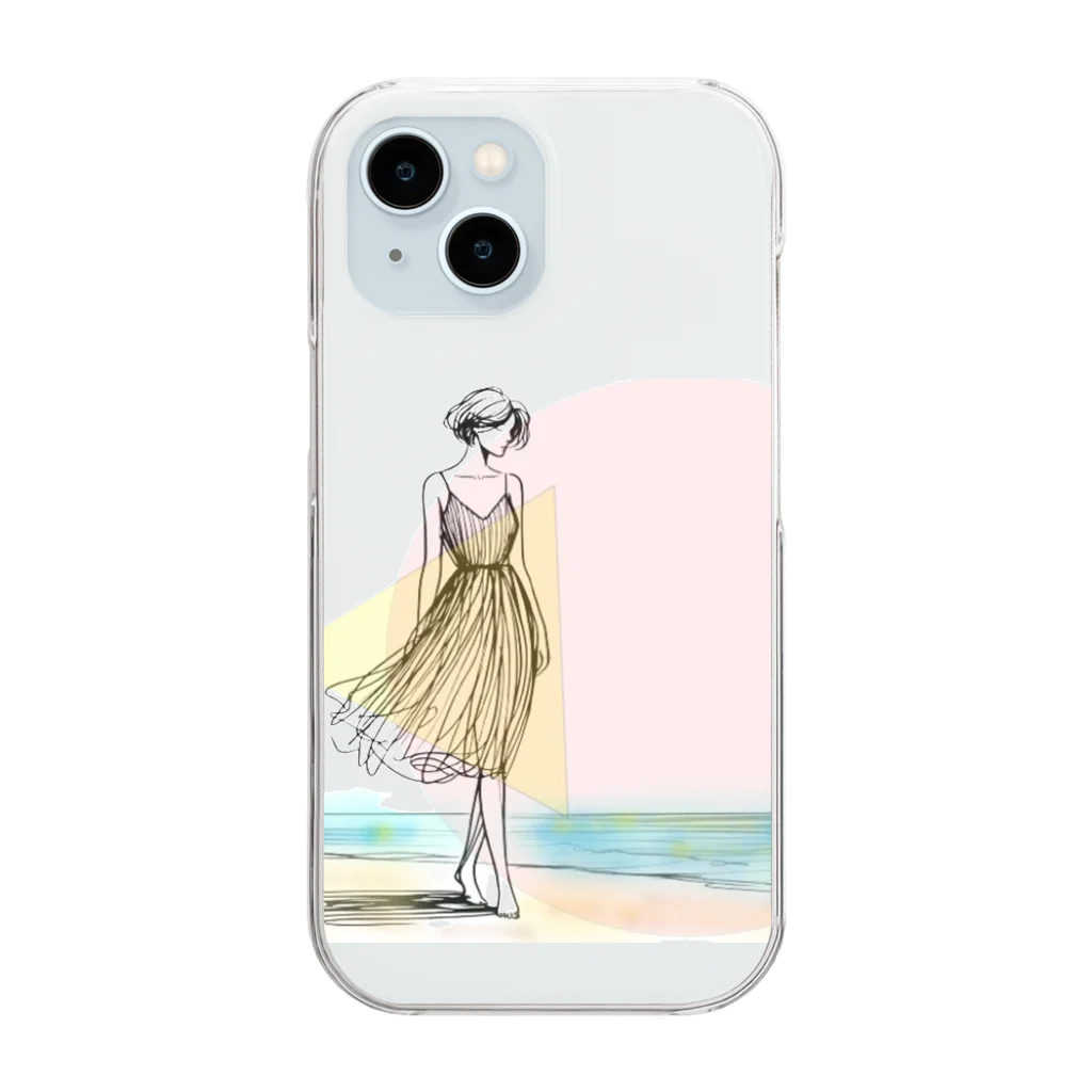 Kura88の海岸を歩く女性 Clear Smartphone Case