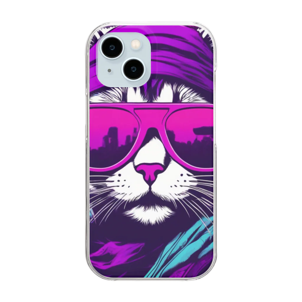 jujumarucatのROCKYCAT　サングラス２ Clear Smartphone Case