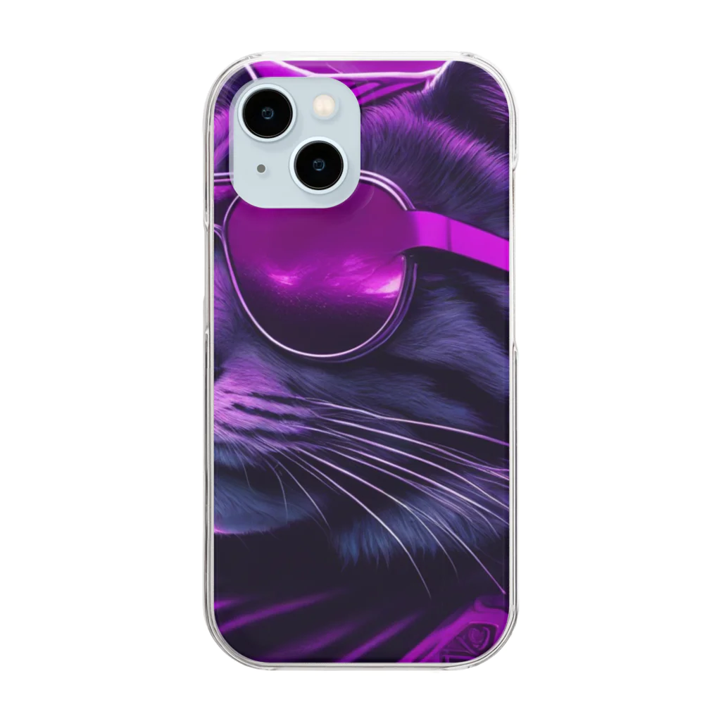 jujumarucatのROCKYCAT　サングラス３ Clear Smartphone Case