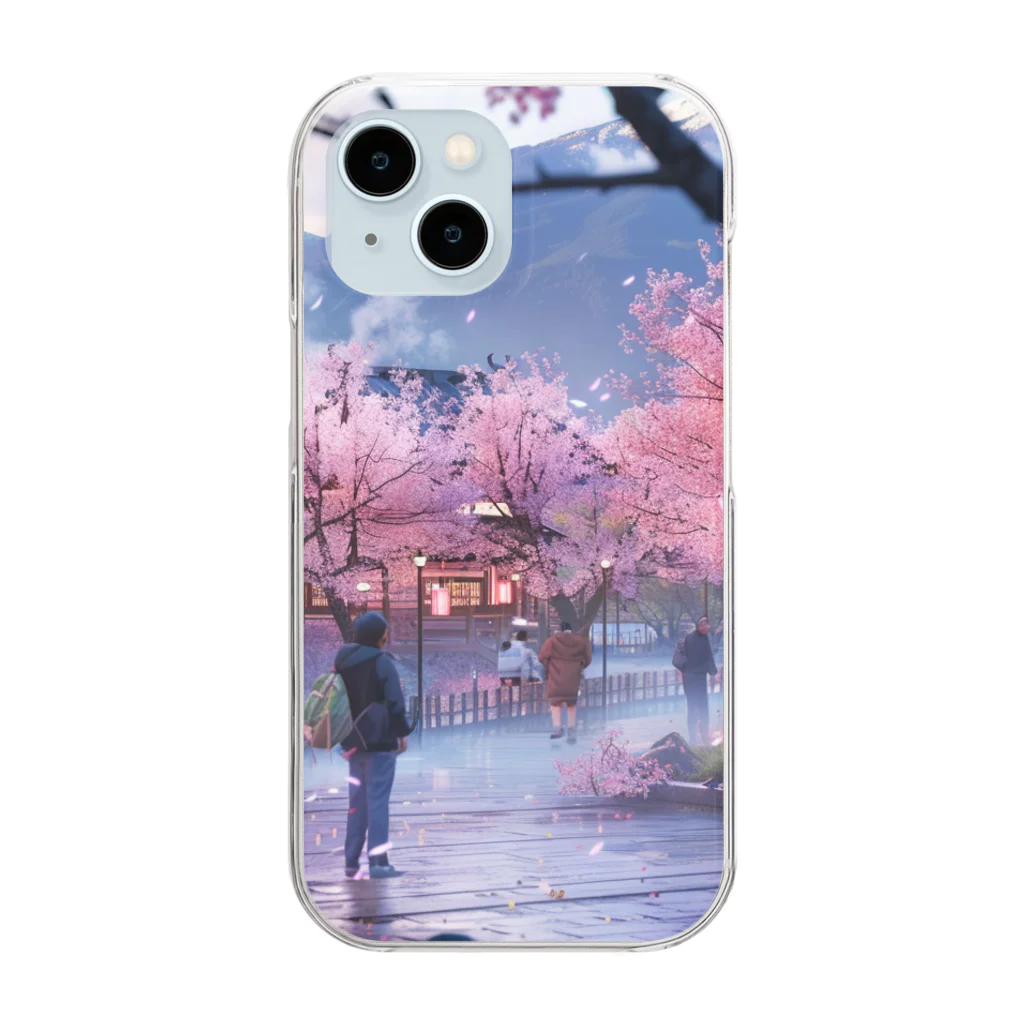 AQUAMETAVERSEの満開の桜を鑑賞する私 アメジスト 2846 Clear Smartphone Case