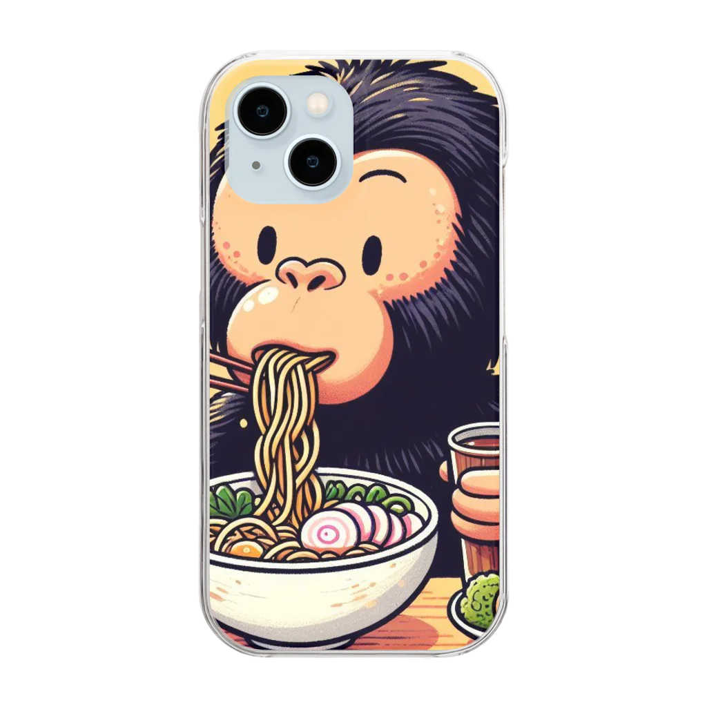 ㈱LOOKのラーメン好きのチンパンジー Clear Smartphone Case