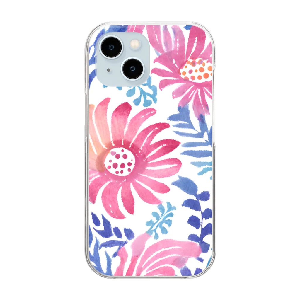 OkometoOmochiの花柄.b Clear Smartphone Case