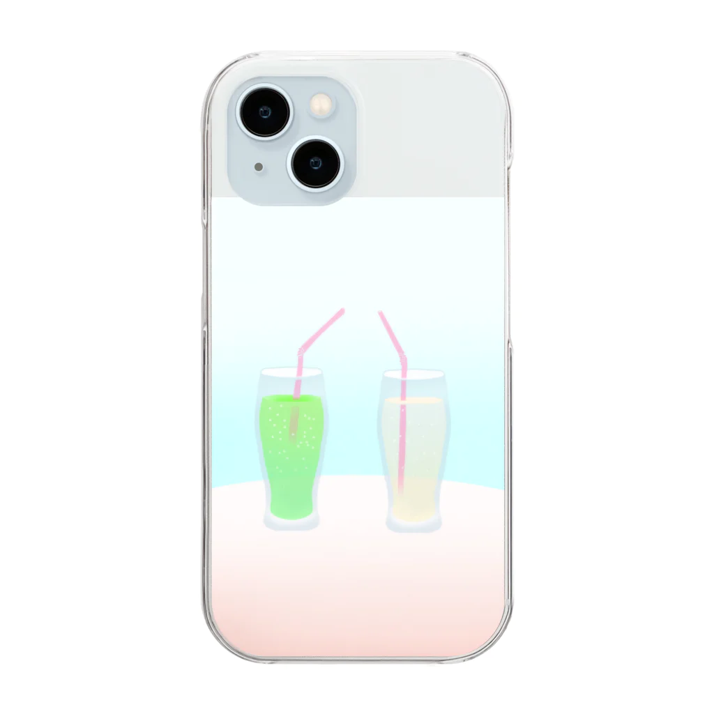 たげてげ屋のメロソーとクエソー Clear Smartphone Case