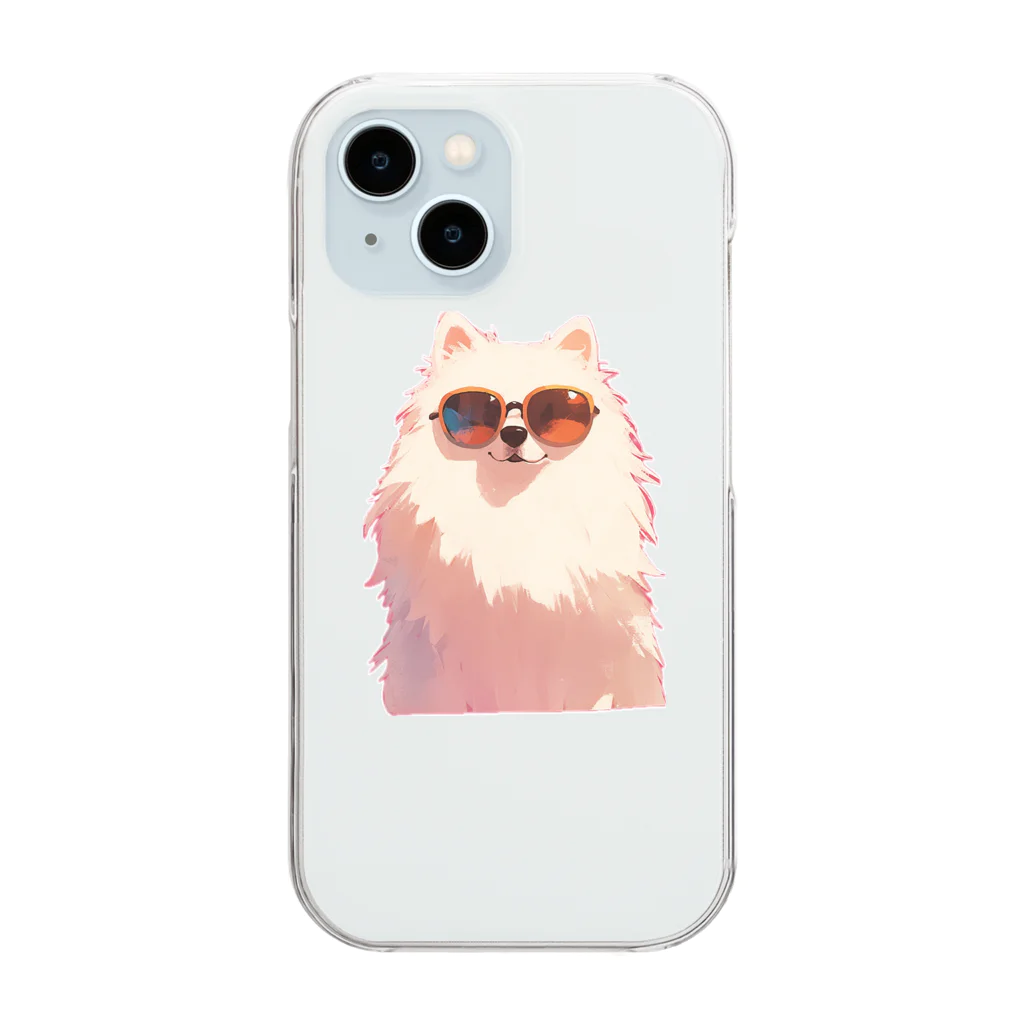 AQUAMETAVERSEのサングラスをかけた、かわいい犬 Marsa 106 Clear Smartphone Case