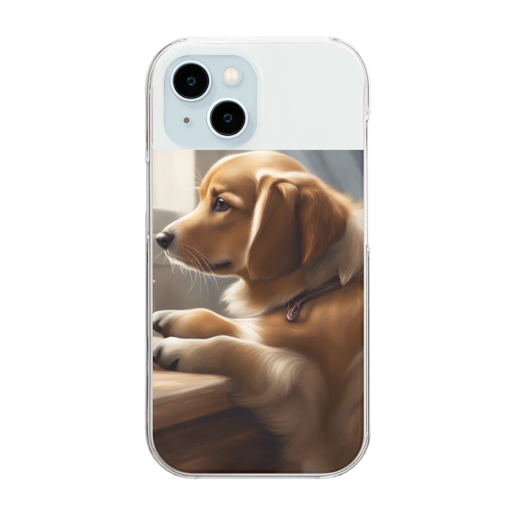 ponazuの帰りを待つ犬 Clear Smartphone Case