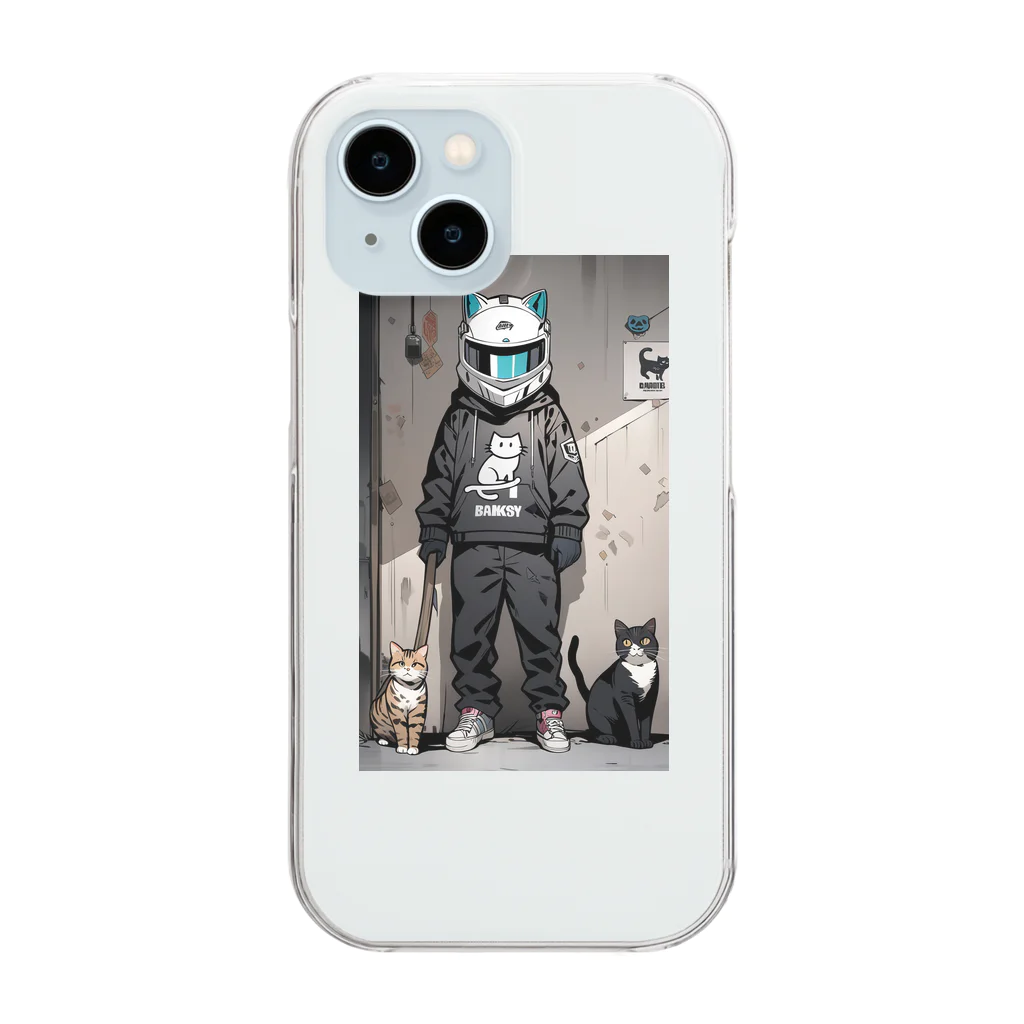 shiba9のヘルメット猫 Clear Smartphone Case