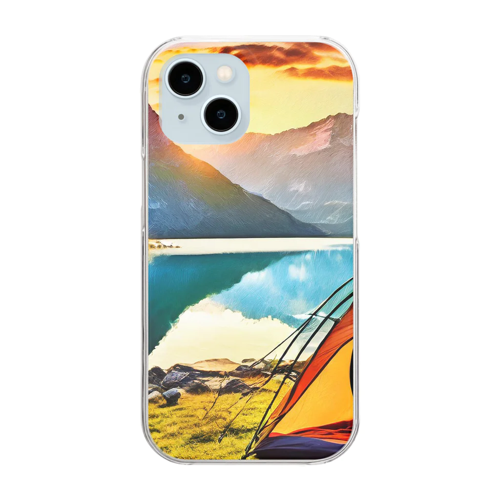 Kz_25@アウトドアーのキャンプファッション -Sunrise- Clear Smartphone Case