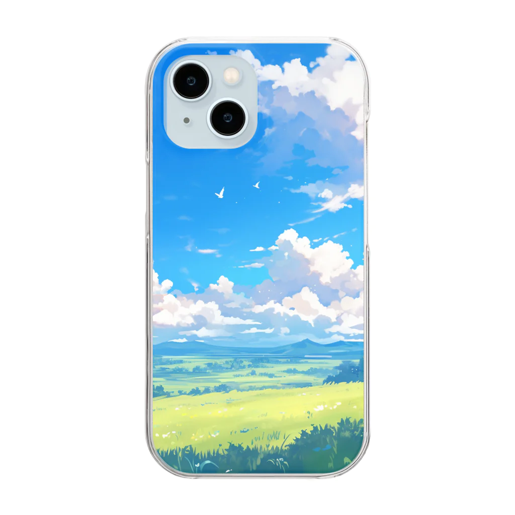 FufuNekoの青空と緑 Clear Smartphone Case