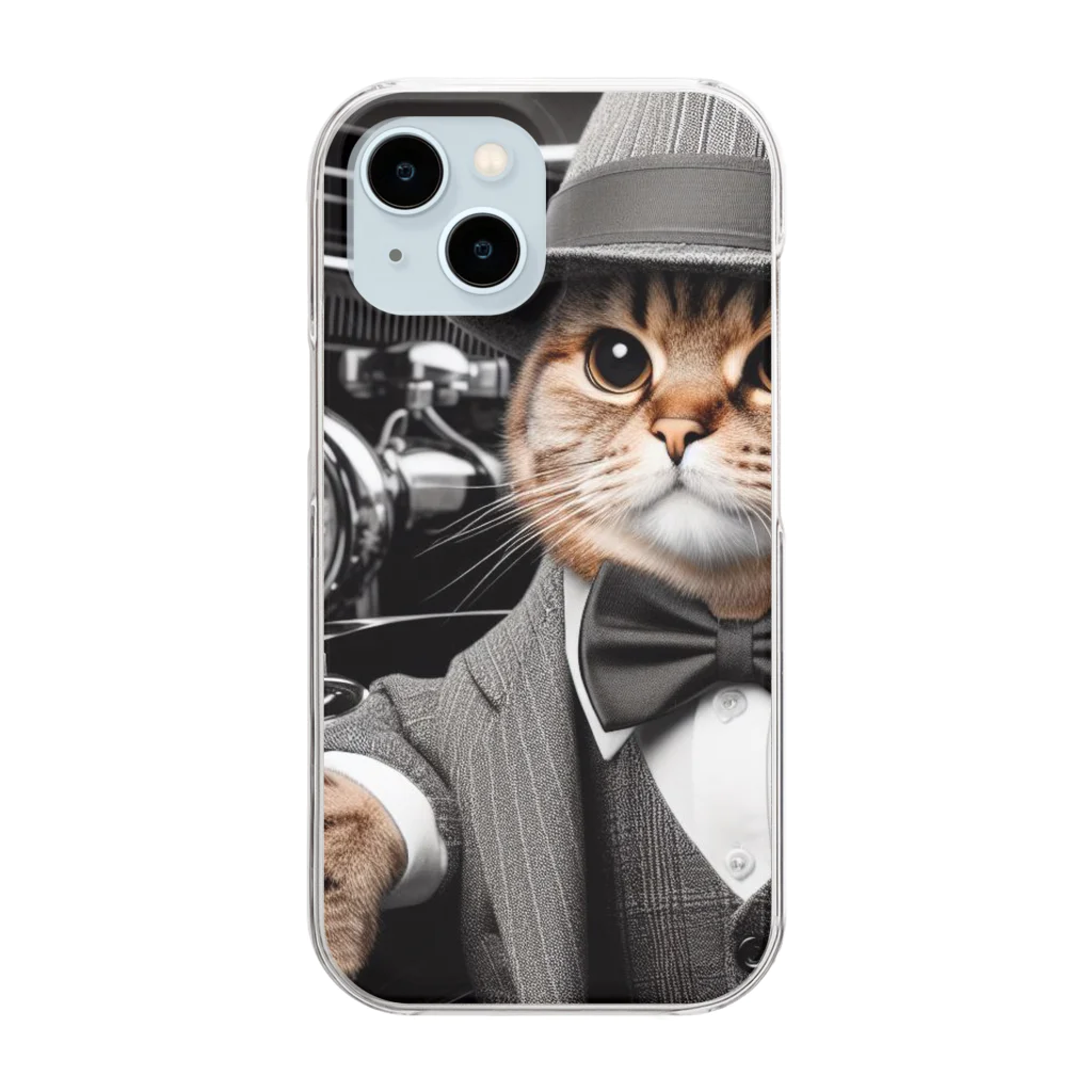 ブルーアイズの紳士猫 Clear Smartphone Case