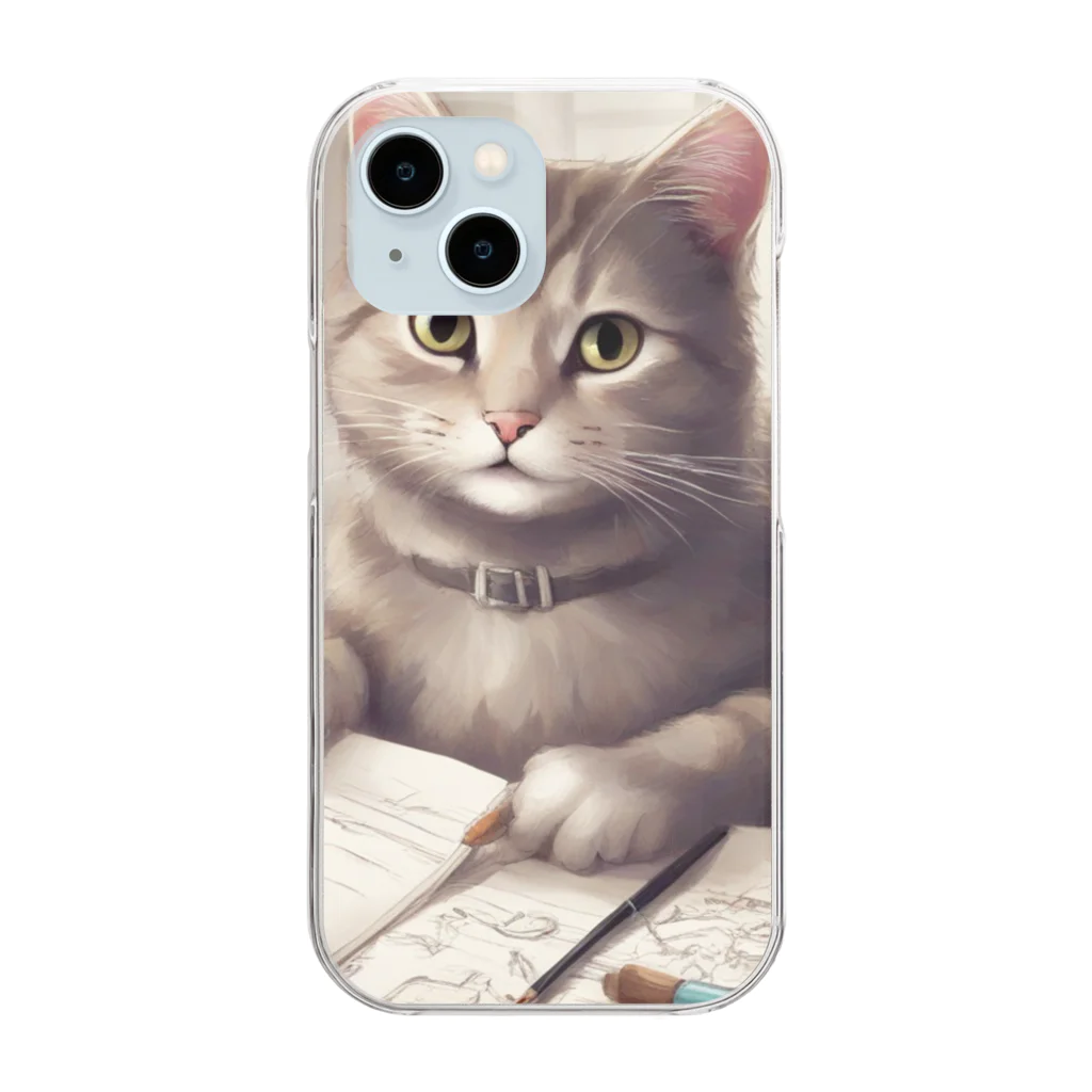 syuvaの本を読んでいる猫 Clear Smartphone Case