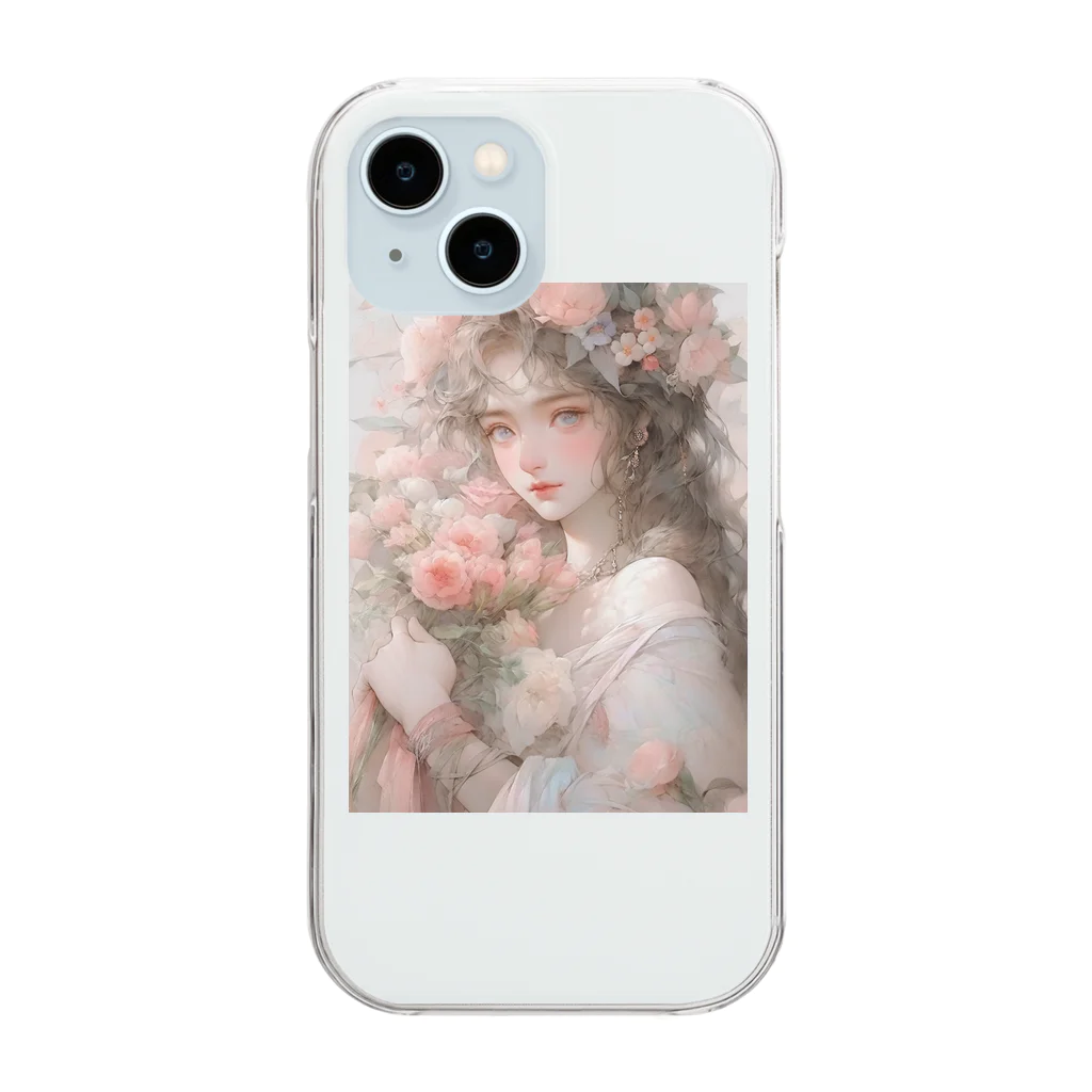 AQUAMETAVERSEのバラの花束と女性　なでしこ1478 Clear Smartphone Case