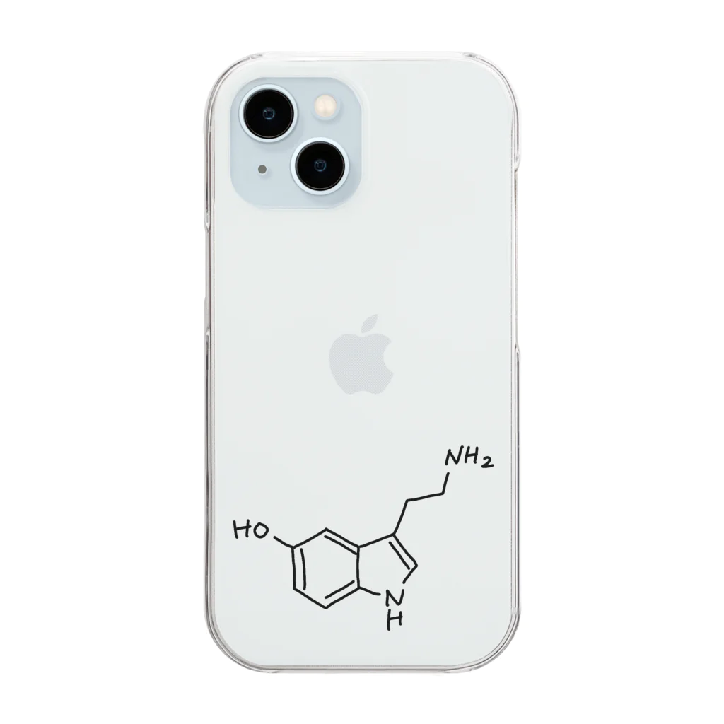 シンプルなケミカルたち。の精神安定 セロトニン（ブラック）Serotonin（Black） Clear Smartphone Case