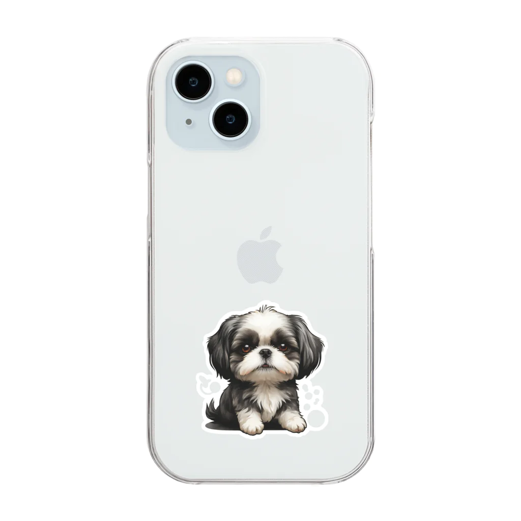 Shih Tzu Fanのシーズー（黒／白） Clear Smartphone Case