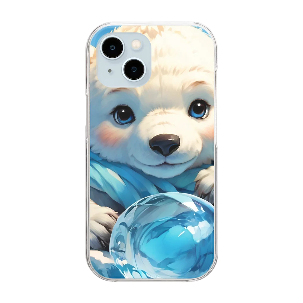 りんりんの可愛いシロクマちゃんショップ　かわいいよ！のボールをもってきたシロクマ Clear Smartphone Case