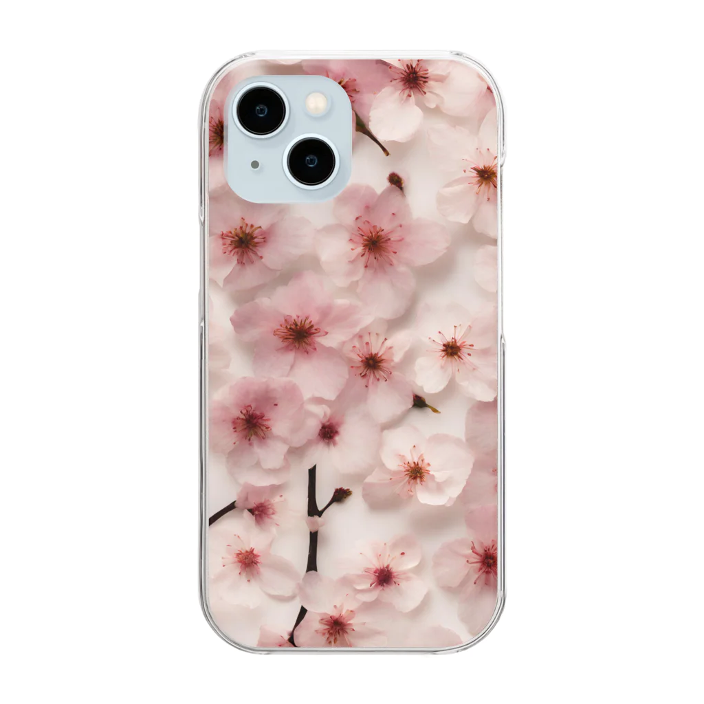 Le Cielの押花（桜） Clear Smartphone Case