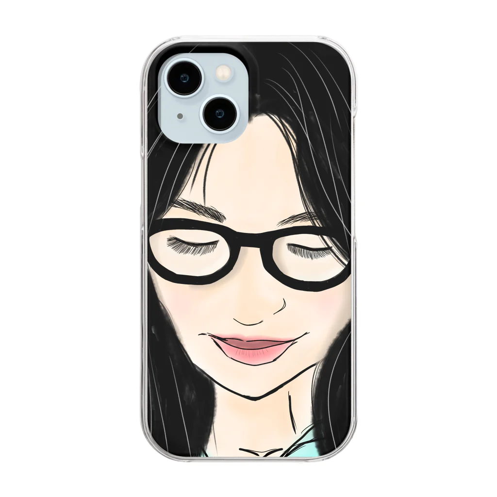 みつまめこshopのメガネ美人 Clear Smartphone Case