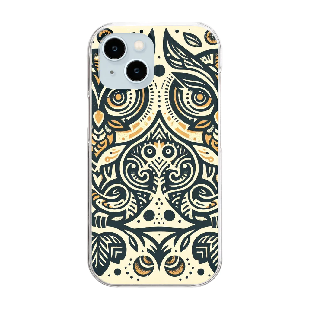 kotpopのSymmetrical Owls Clear Smartphone Case