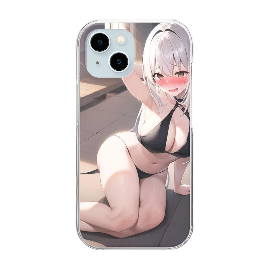 あなたに夢中の黒いビキニの女の子（銀髪Ｖｅｒ．） Clear Smartphone Case