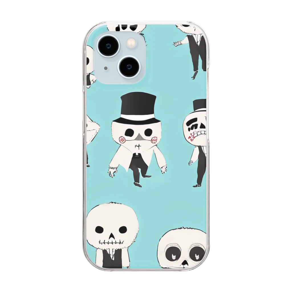 MEGROOVEのドクロいっぱい💀 Clear Smartphone Case