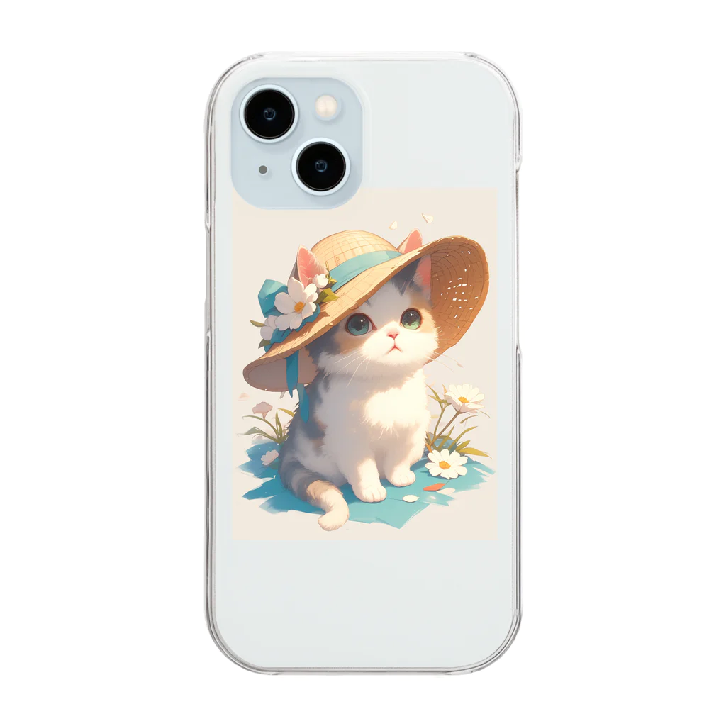 AQUAMETAVERSEの帽子をかぶった可愛い子猫 Marsa 106 Clear Smartphone Case