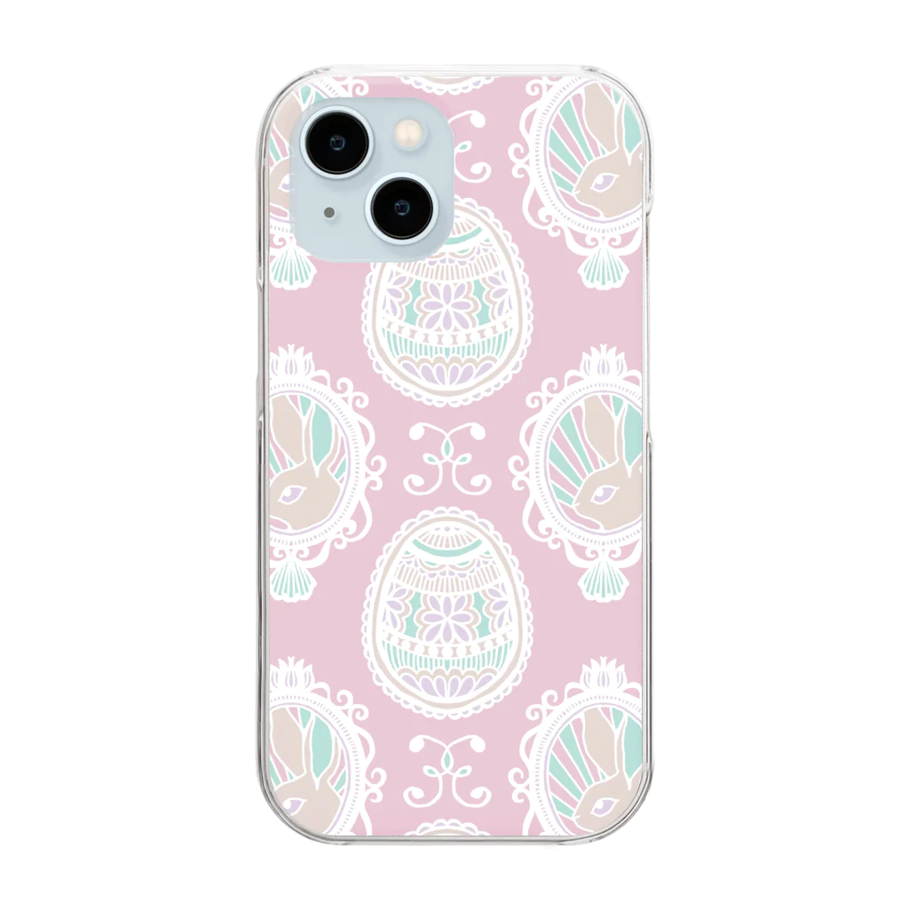 tettetextileのイースターラビット_pink Clear Smartphone Case