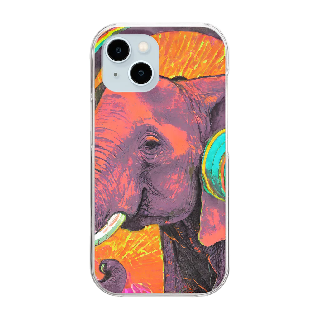 sawaグッズのMusic Lover Elephant Clear Smartphone Case