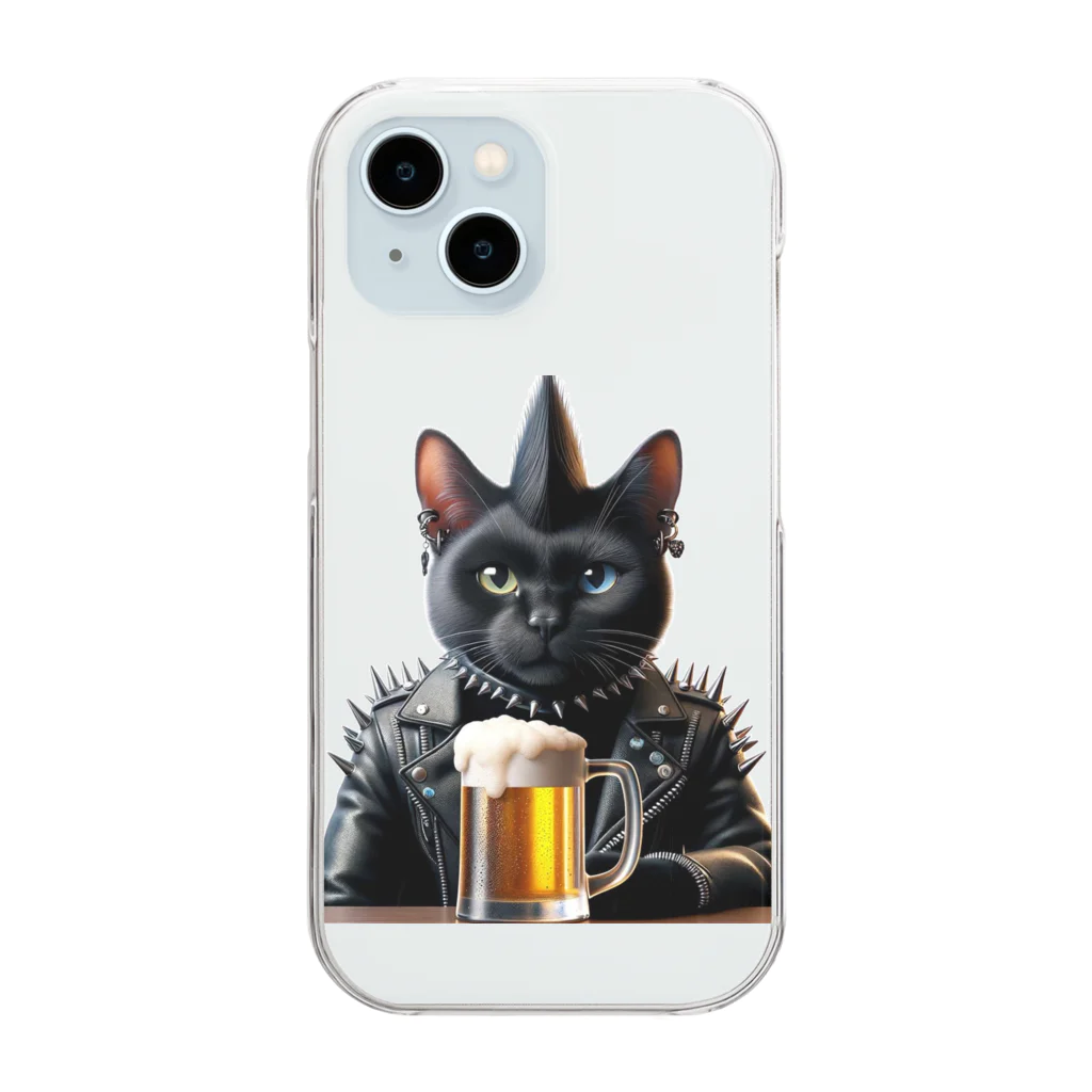 ねこねこぱんくのPUNK ROCK猫の「スパイク」 Clear Smartphone Case