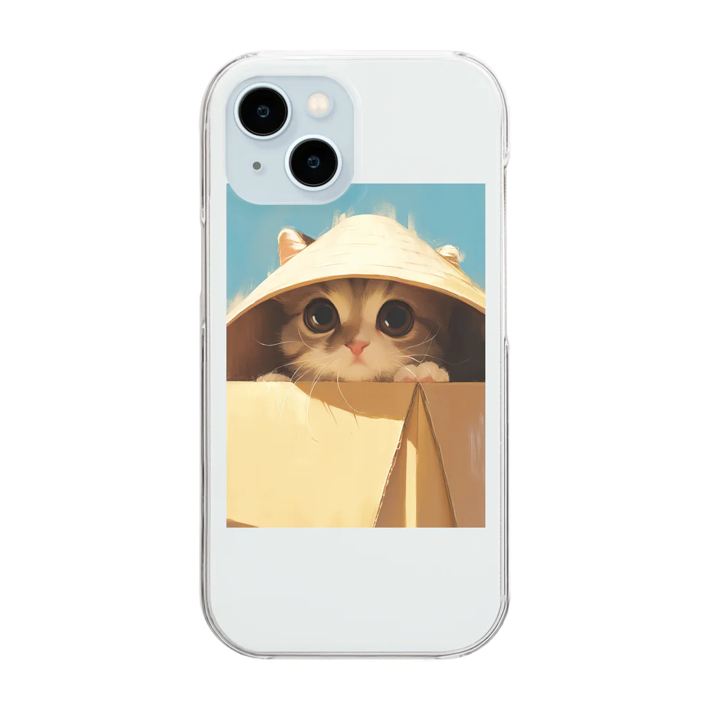 AQUAMETAVERSEの箱からのぞいている子猫　ラフルール　1859 Clear Smartphone Case