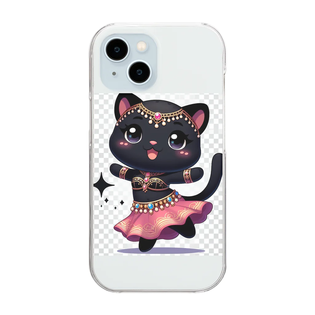 ベリーBellyの黒猫ベリーダンス Clear Smartphone Case