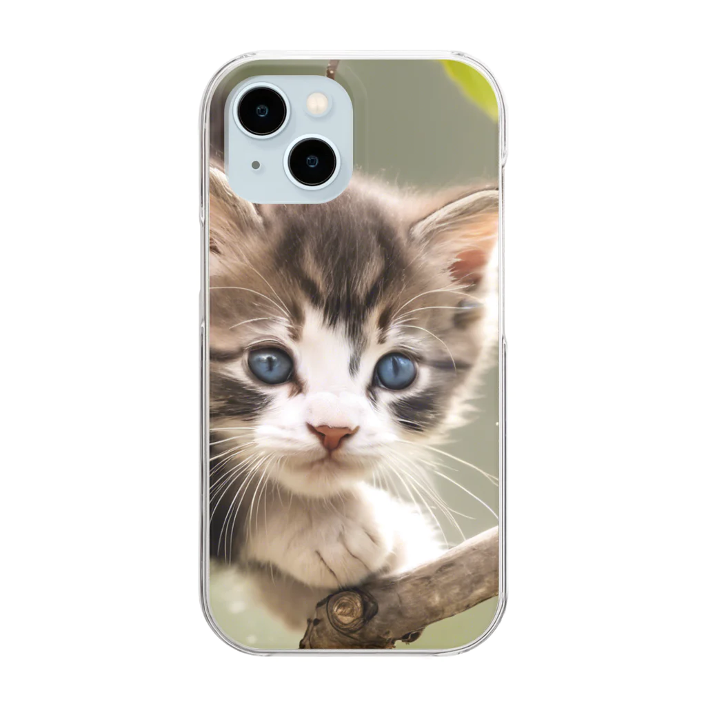 chocomegane0228の子猫と木 Clear Smartphone Case