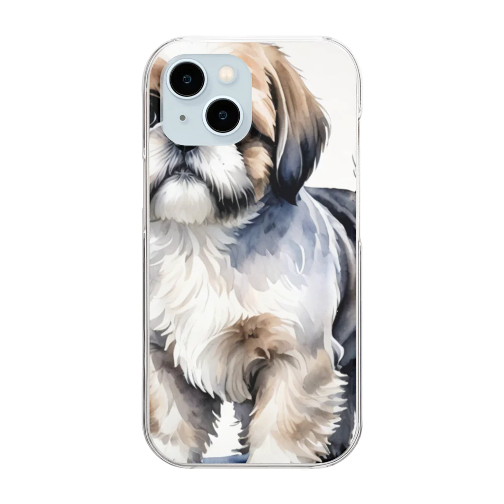 Animal Illustration shopのシーズー　Shih Tzu　水彩画風 Clear Smartphone Case