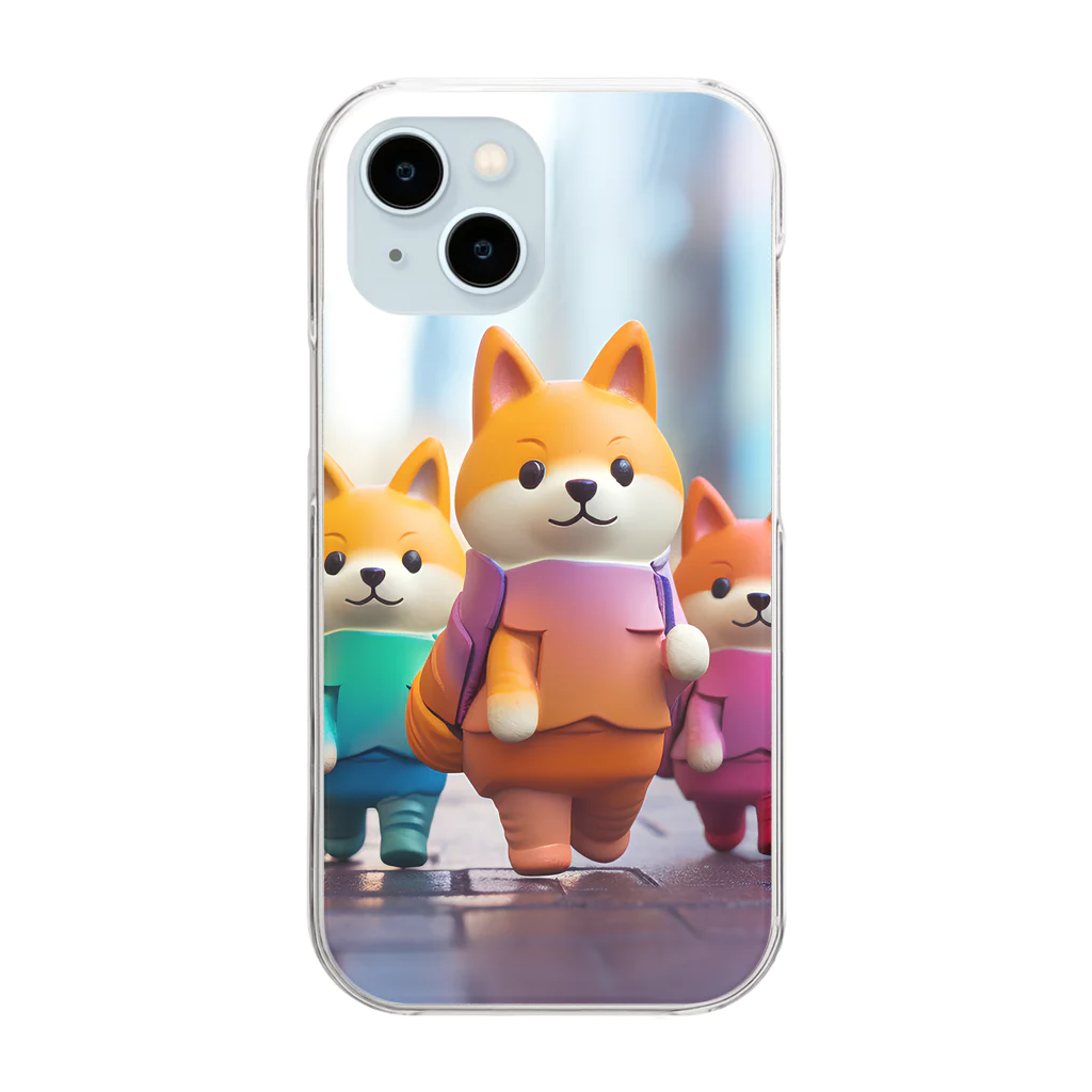 まみおデザインの闊歩するシバ犬 Clear Smartphone Case