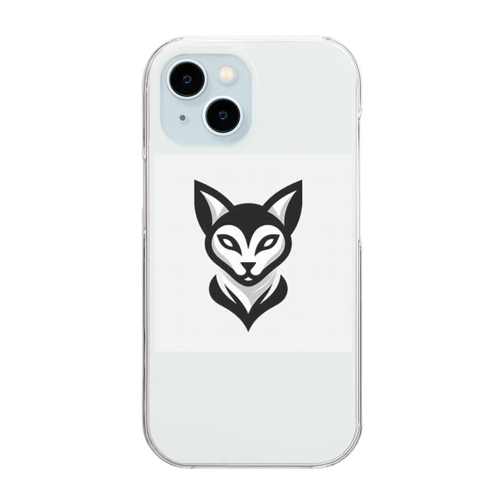 アニマルアーティファクトの猫ロゴ Clear Smartphone Case