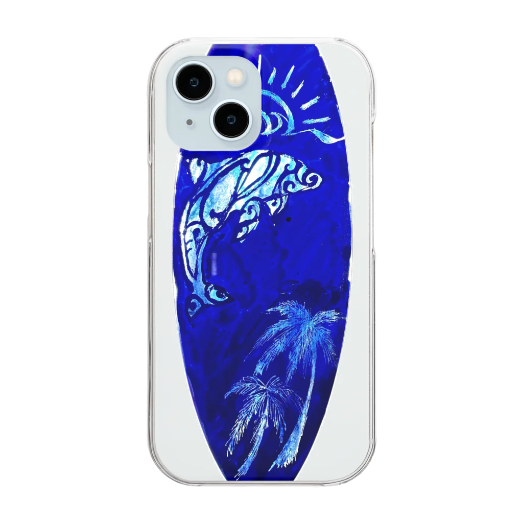 73Blue_risingのイルカのジャンプ Clear Smartphone Case