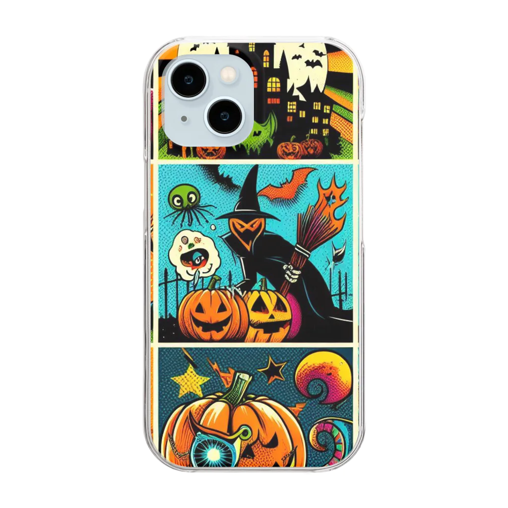 momonekokoのポップなハロウィン Clear Smartphone Case