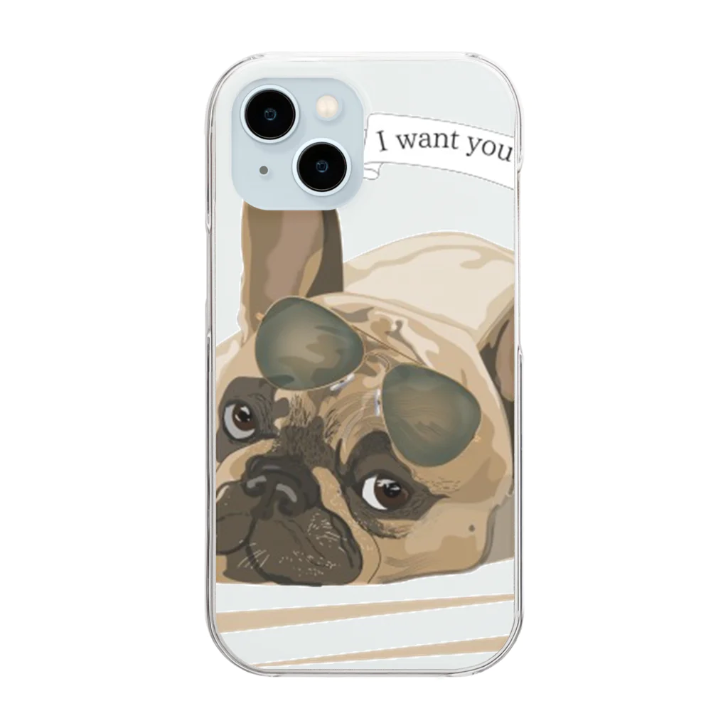 3dog_mamanの甘えて見つめるワンちゃん Clear Smartphone Case