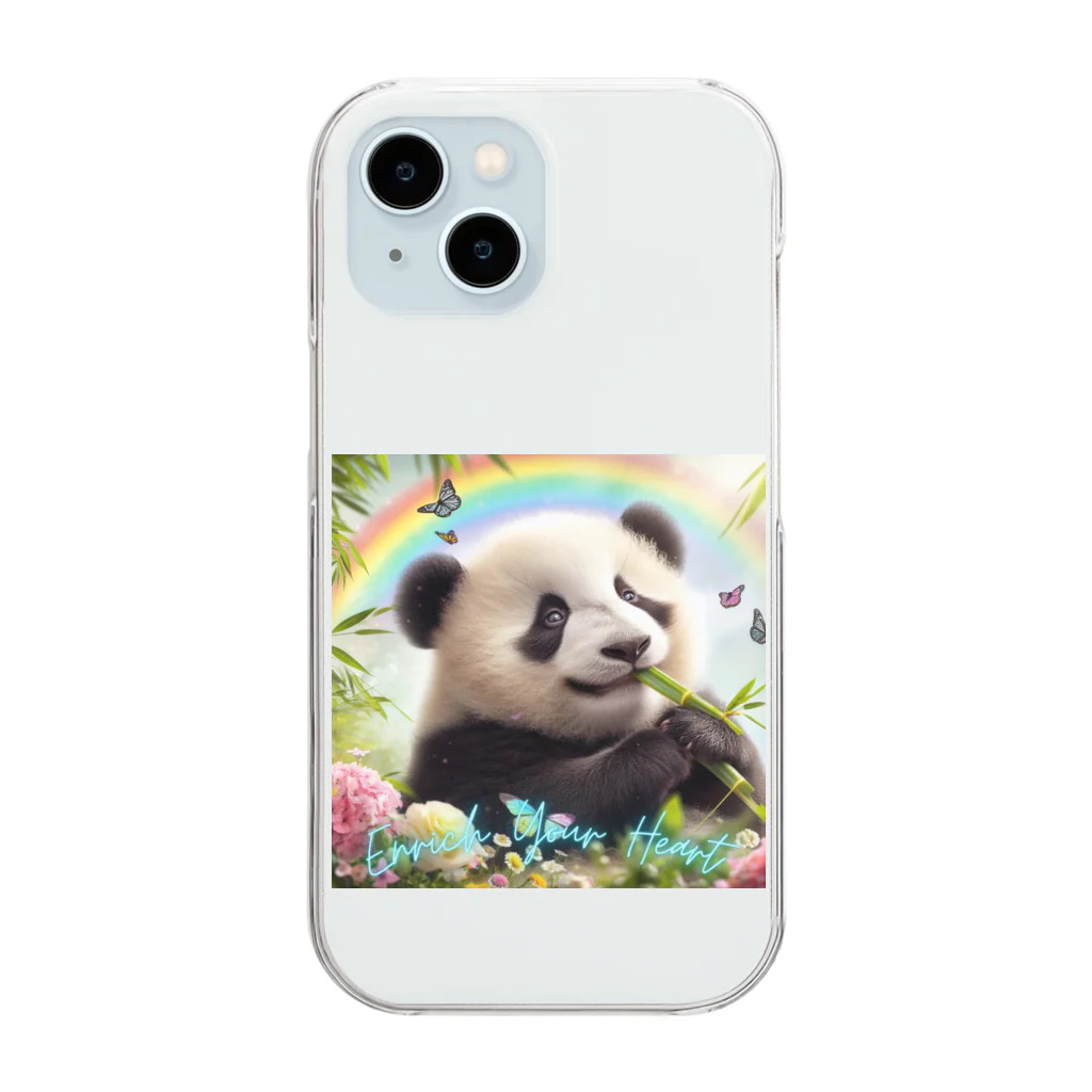 FUJISHIKAのPANDA ENRICH YOUR HEART Clear Smartphone Case