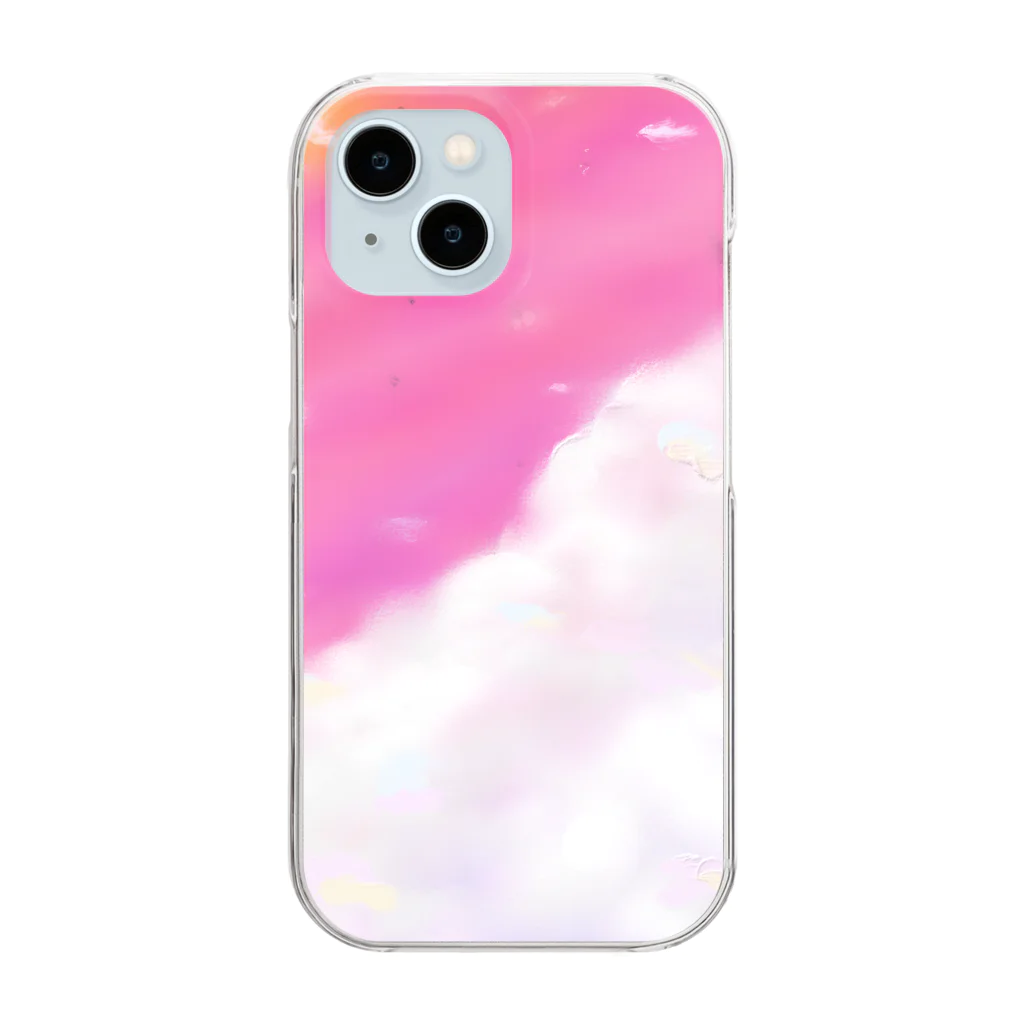 milkyway.77の絵の具風 ゆめかわなピンク空 Clear Smartphone Case