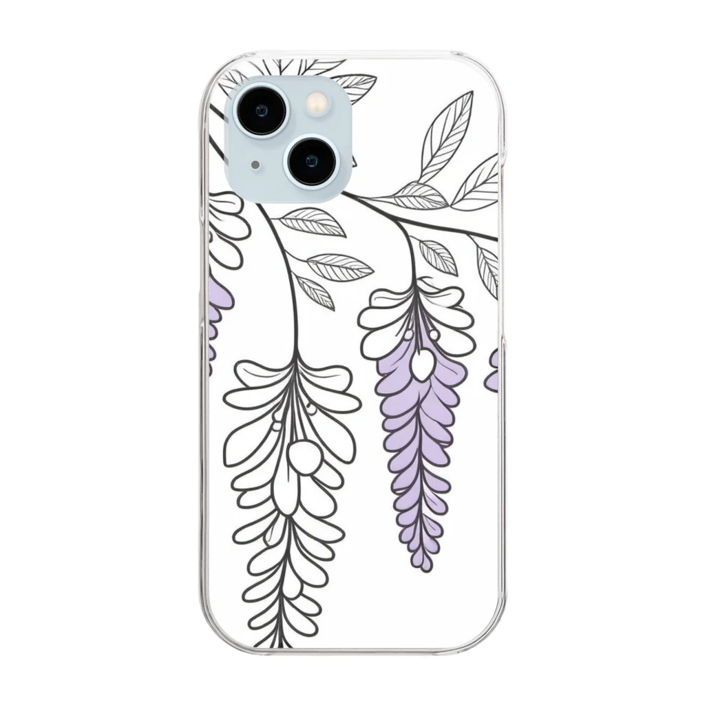 LINEart onlyONEのLINEart 「藤の花」 Clear Smartphone Case